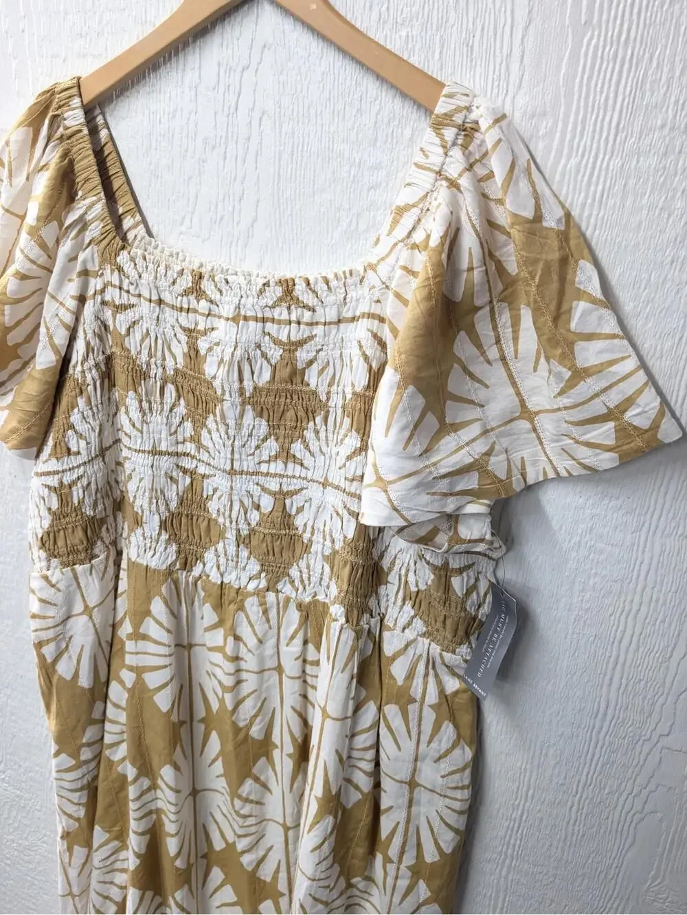 NWT Lane Bryant Smocked Bodice Block Print Maxi Dress Summer Travel Beach 26/28 - Picture 4 of 9